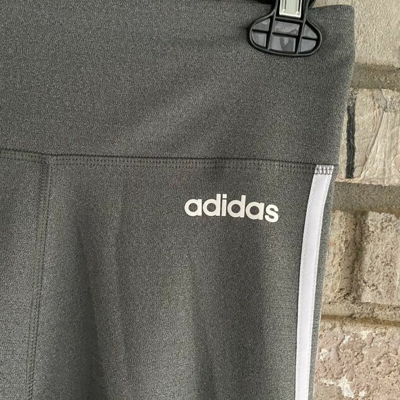Adidas Women’s Climalite 3 Stripe Leggings High Rise Stretch Size Small Gray - Picture 3 of 7